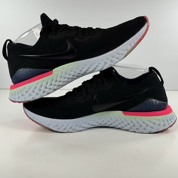 Nike Epic React Flyknit 2 Running Shoes Black Pink Volt Women's Size 10.5 - Picture 9 of 10